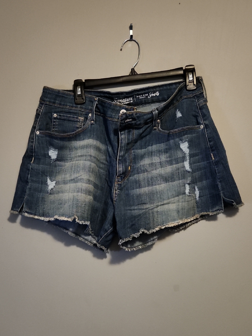 Signature by Levi Strauss Distressed Blue Denim Cutoff Shorts